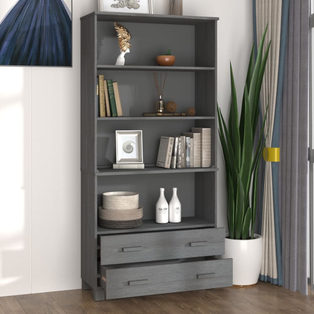 vidaXL Highboard HAMAR Massivholz Kiefer Dunkelgrau
