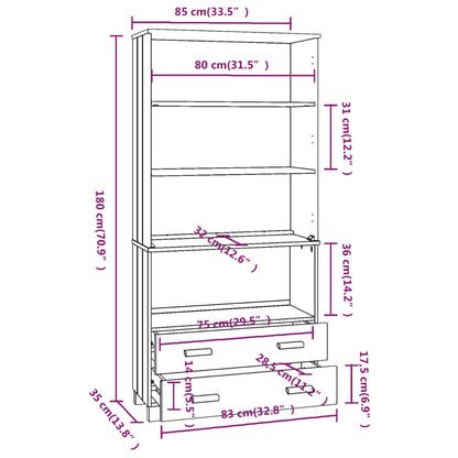 vidaXL Highboard HAMAR Massivholz Kiefer Hellgrau