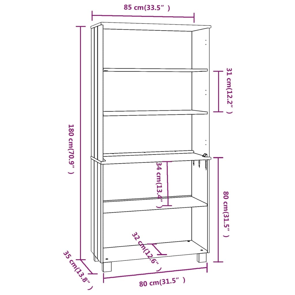 vidaXL Highboard HAMAR Massivholz Kiefer Hellgrau
