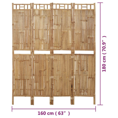 vidaXL Paravent à 4 panneaux bambou 160x180 cm
