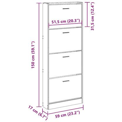 Schuhschrank Grau Sonoma 59x17x150 cm Holzwerkstoff