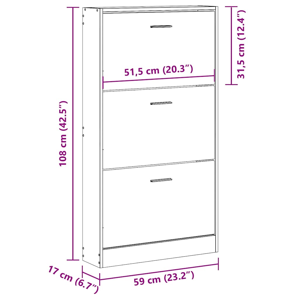 Schuhschrank Schwarz 59x17x108 cm Holzwerkstoff