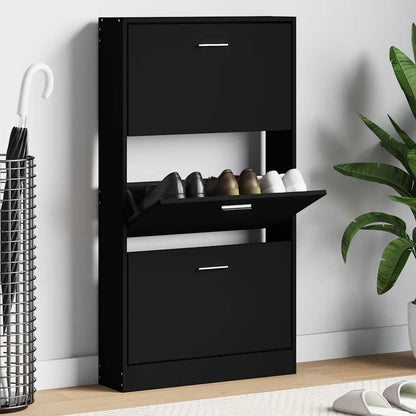 Schuhschrank Schwarz 59x17x108 cm Holzwerkstoff