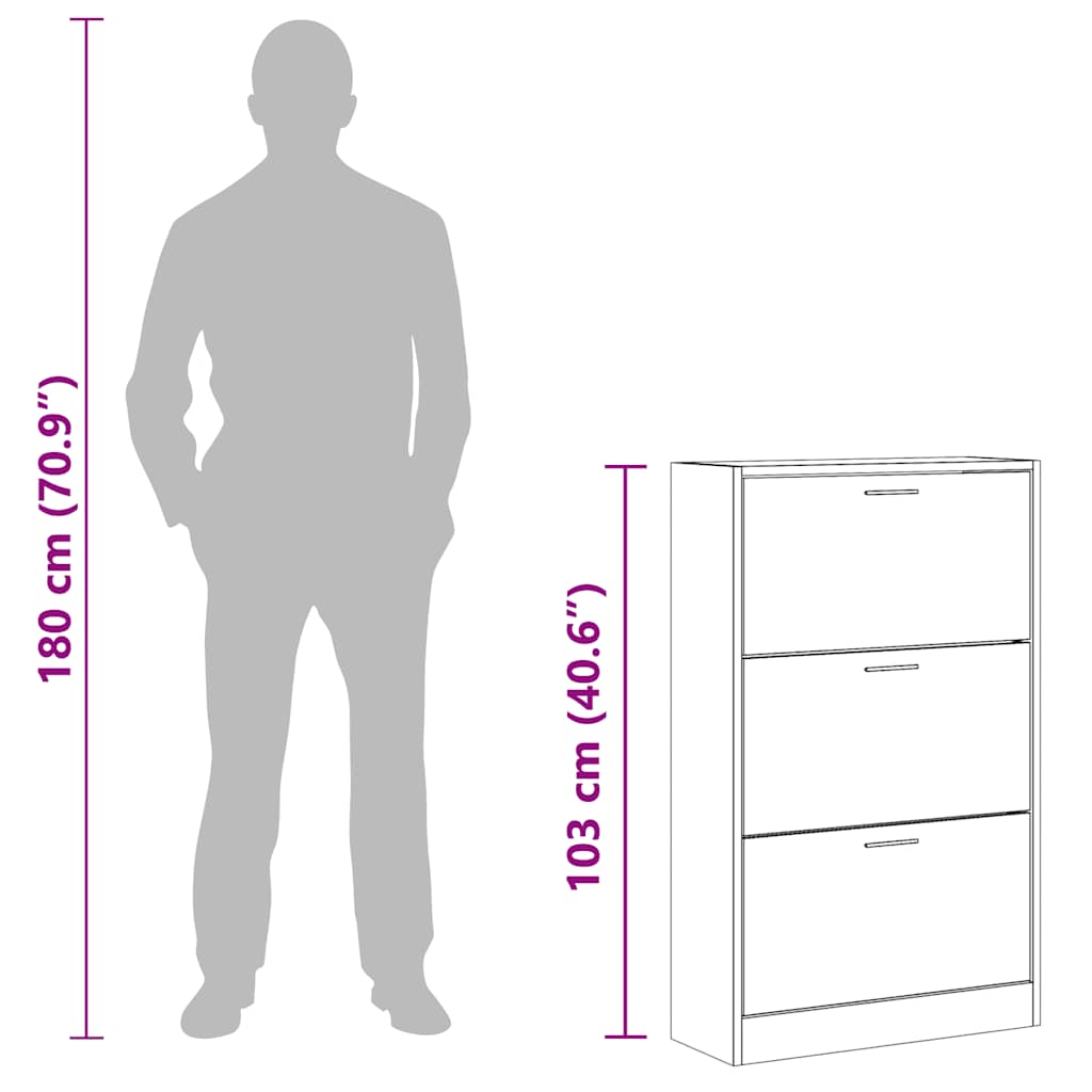 Schuhschrank Sonoma-Eiche 63x24x103 cm Holzwerkstoff