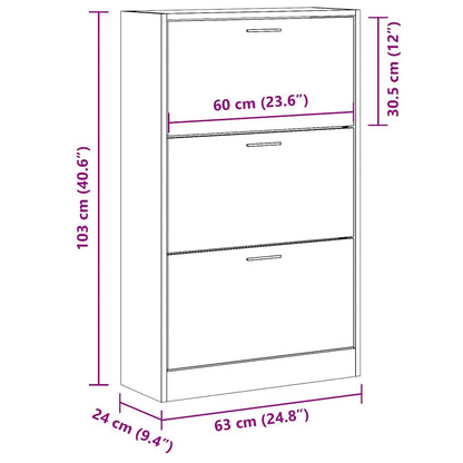 Schuhschrank Grau Sonoma 63x24x103 cm Holzwerkstoff