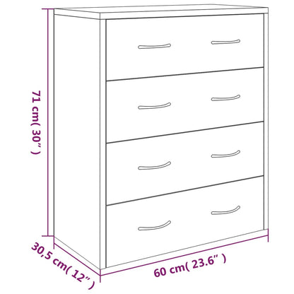 vidaXL Commode 4 tiroirs 60x30,5x71 cm Aspect chêne marron