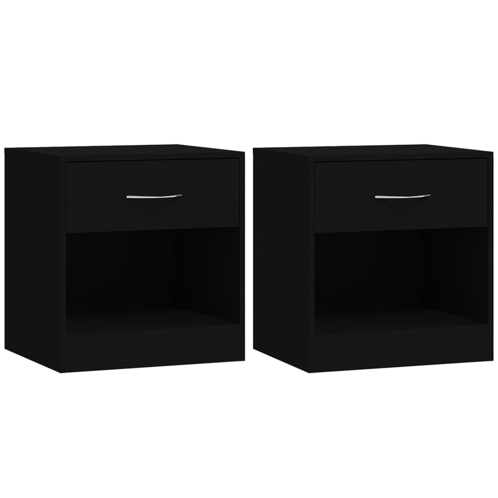 vidaXL Tables de chevet 2 pcs avec tiroir Noir
