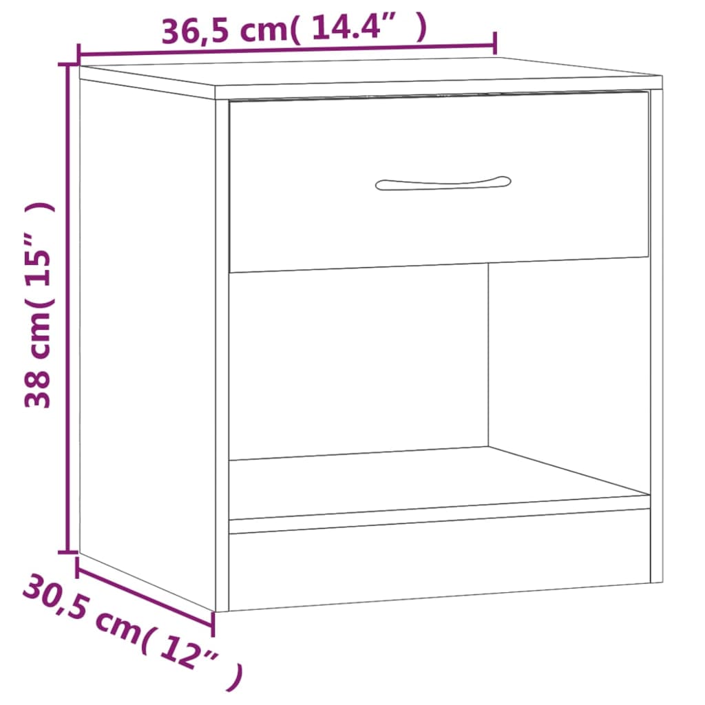 vidaXL Tables de chevet 2 pcs avec tiroir Noir