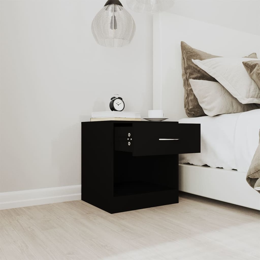 vidaXL Tables de chevet 2 pcs avec tiroir Noir