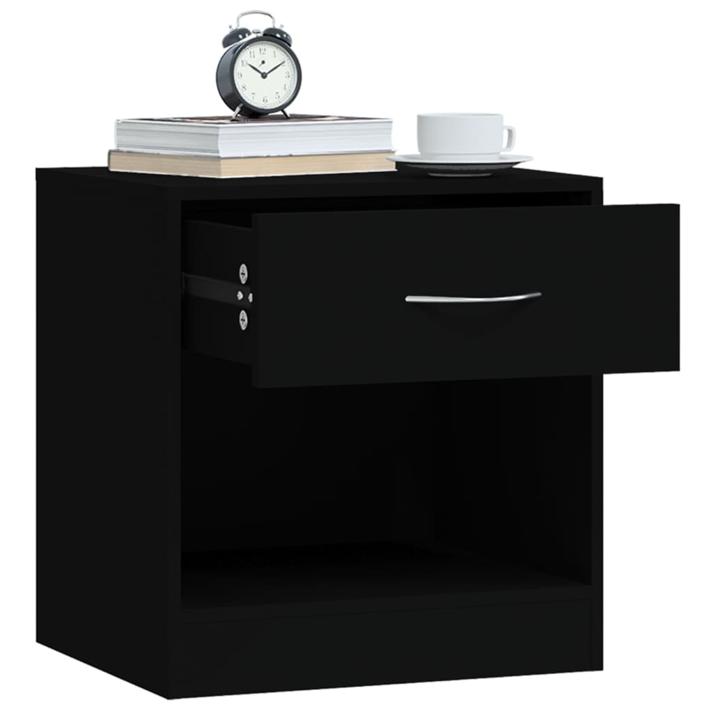 vidaXL Tables de chevet 2 pcs avec tiroir Noir