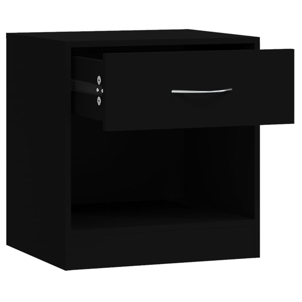 vidaXL Tables de chevet 2 pcs avec tiroir Noir