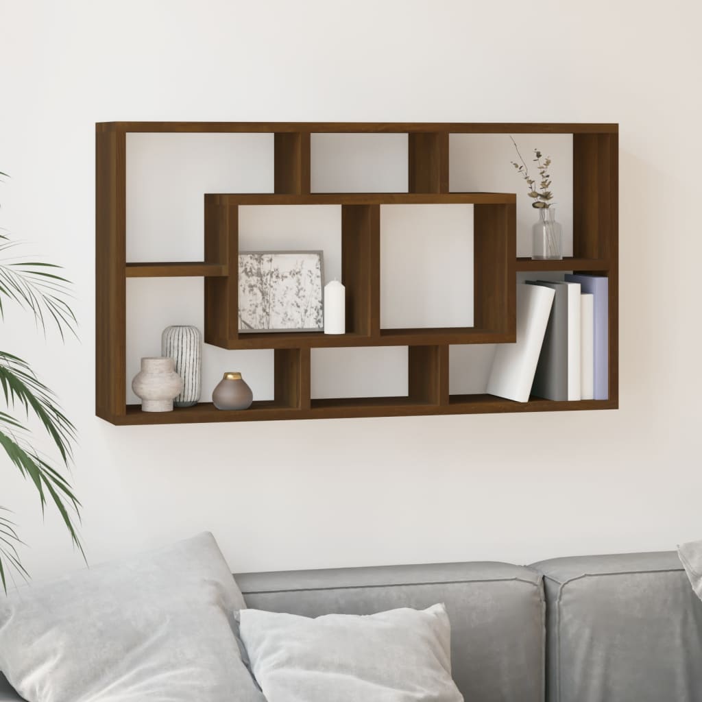 vidaXL Étagère murale 8 compartiments Aspect Chêne Marron