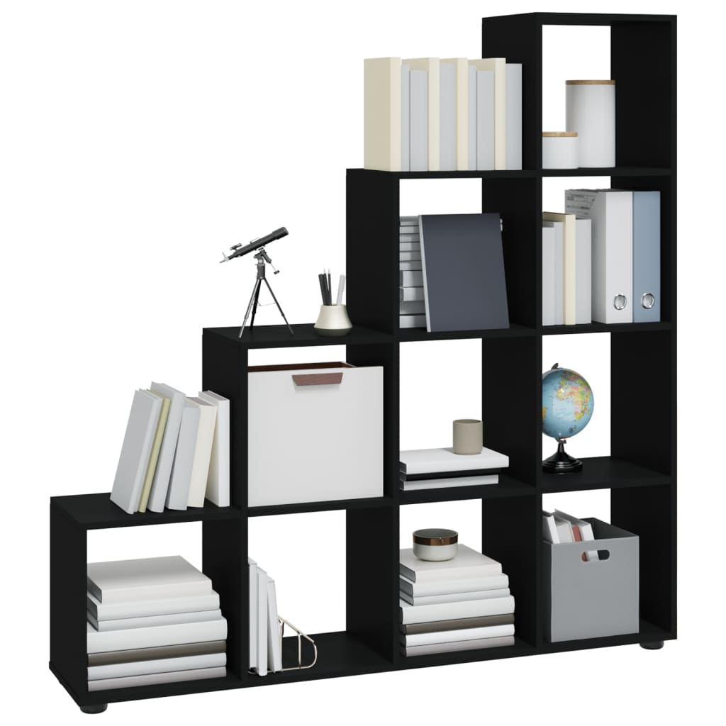 vidaXL Treppenregal Schwarz 142 cm Holzwerkstoff
