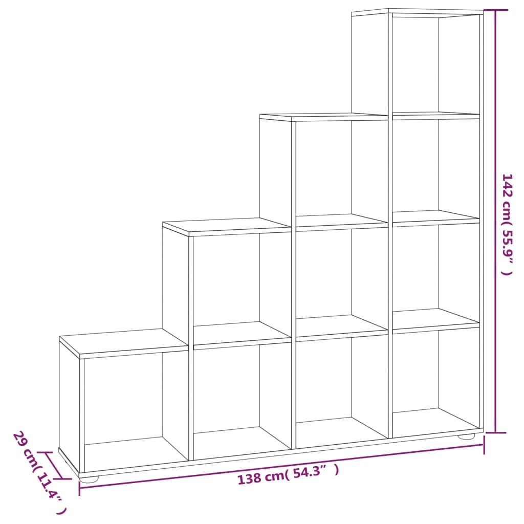 vidaXL Treppenregal Schwarz 142 cm Holzwerkstoff