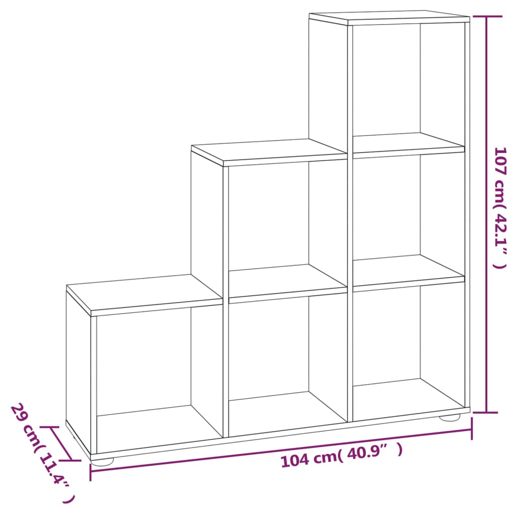 vidaXL Treppenregal Schwarz 107 cm Holzwerkstoff