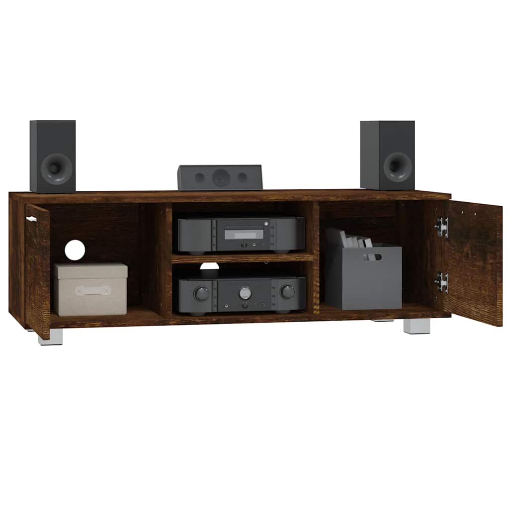 vidaXL Meuble TV chêne fumé 120x40,5x35 cm bois d'ingénierie
