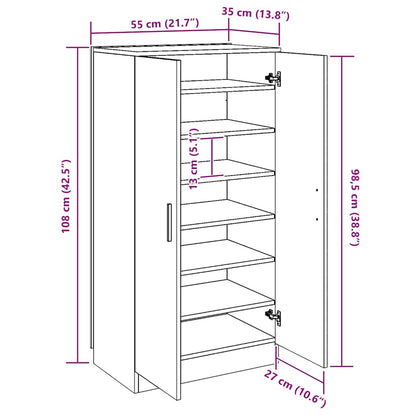 Schuhschrank Braun Eichen-Optik 55x35x108 cm Holzwerkstoff