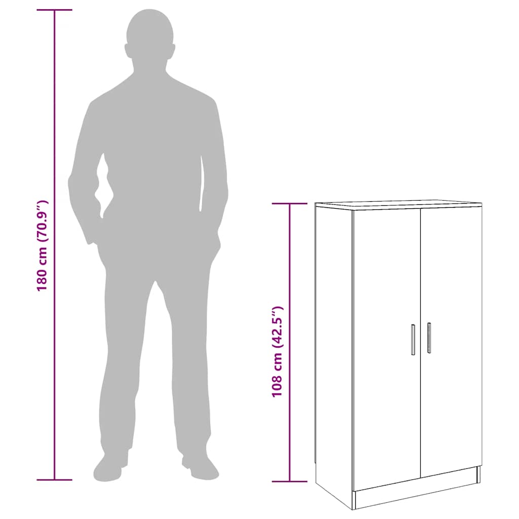 Schuhschrank Braun Eichen-Optik 55x35x108 cm Holzwerkstoff