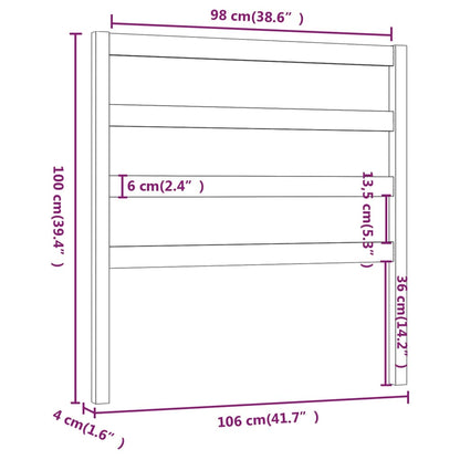 vidaXL Kopfteil Grau 106x4x100 cm Massivholz Kiefer