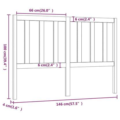 vidaXL Kopfteil Grau 146x4x100 cm Massivholz Kiefer