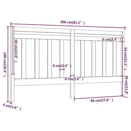 vidaXL Bett-Kopfteil Grau 206x4x100 cm Massivholz Kiefer