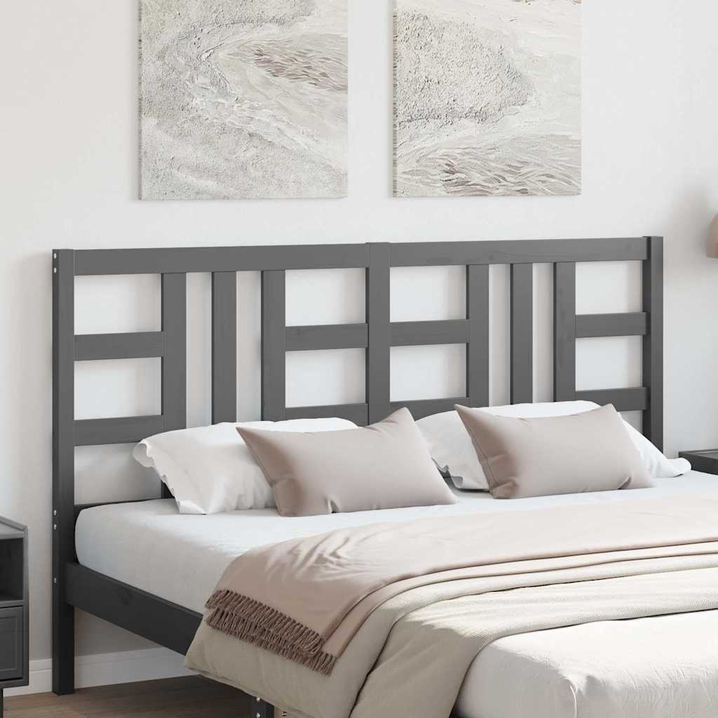 vidaXL Kopfteil Grau 146x4x100 cm Massivholz Kiefer