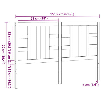 vidaXL Tête de lit Marron Miel 146x4x100 cm Bois de Pin Massif