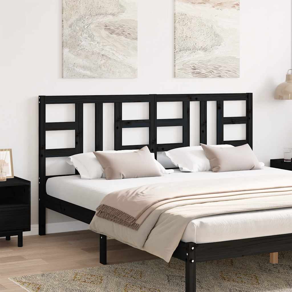 vidaXL Kopfteil Schwarz 186x4x100 cm Massivholz Kiefer