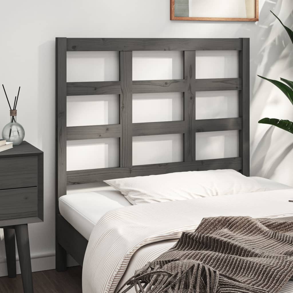 vidaXL Bett-Kopfteil Grau 105,5x4x100 cm Massivholz Kiefer