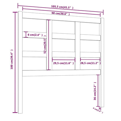 vidaXL Bett-Kopfteil Grau 105,5x4x100 cm Massivholz Kiefer