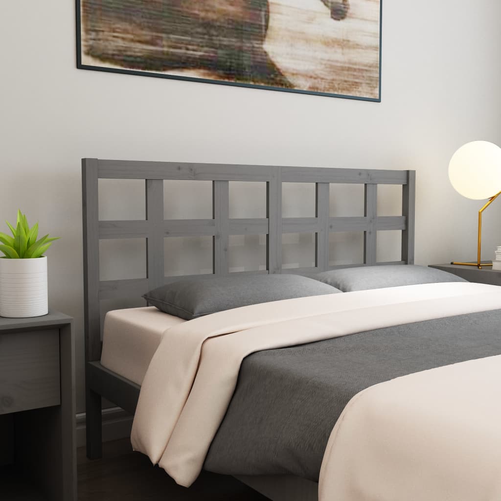 vidaXL Tête de lit gris 156x4x100 cm Bois de pin massif