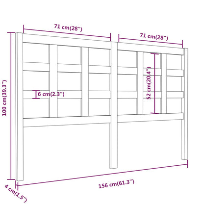 vidaXL Tête de lit gris 156x4x100 cm Bois de pin massif