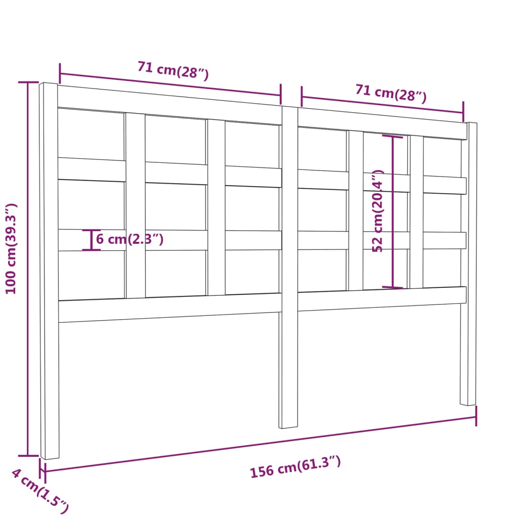 vidaXL Tête de lit Marron Miel 156x4x100 cm Bois de pin massif