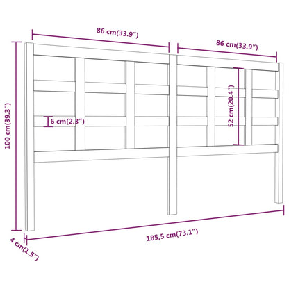 vidaXL Tête de lit Bois de pin massif Marron miel 185,5x4x100 cm