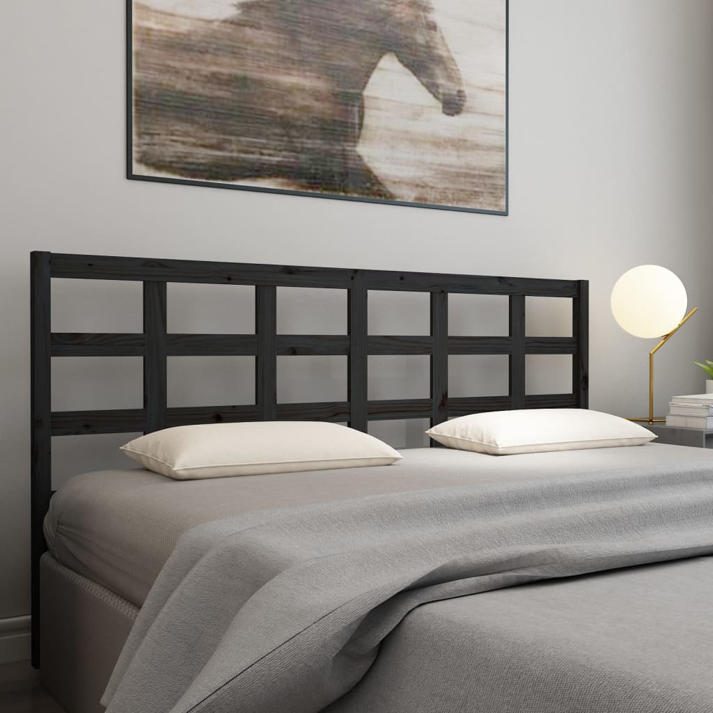 vidaXL Tête de lit Noir 185,5x4x100 cm Bois de pin massif