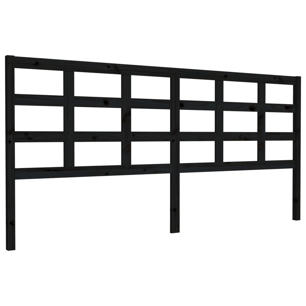vidaXL Tête de lit Noir 205,5x4x100 cm Bois de pin massif