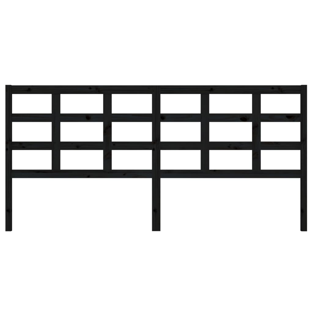 vidaXL Tête de lit Noir 205,5x4x100 cm Bois de pin massif
