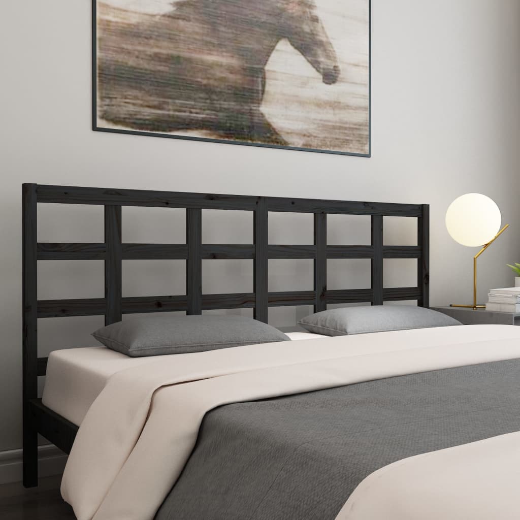 vidaXL Tête de lit Noir 205,5x4x100 cm Bois de pin massif