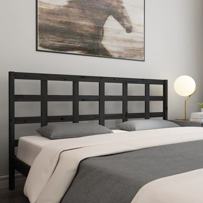 vidaXL Tête de lit Noir 205,5x4x100 cm Bois de pin massif