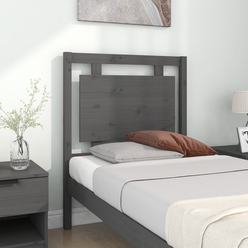 vidaXL Tête de lit Gris 80,5x4x100 cm Bois de pin massif
