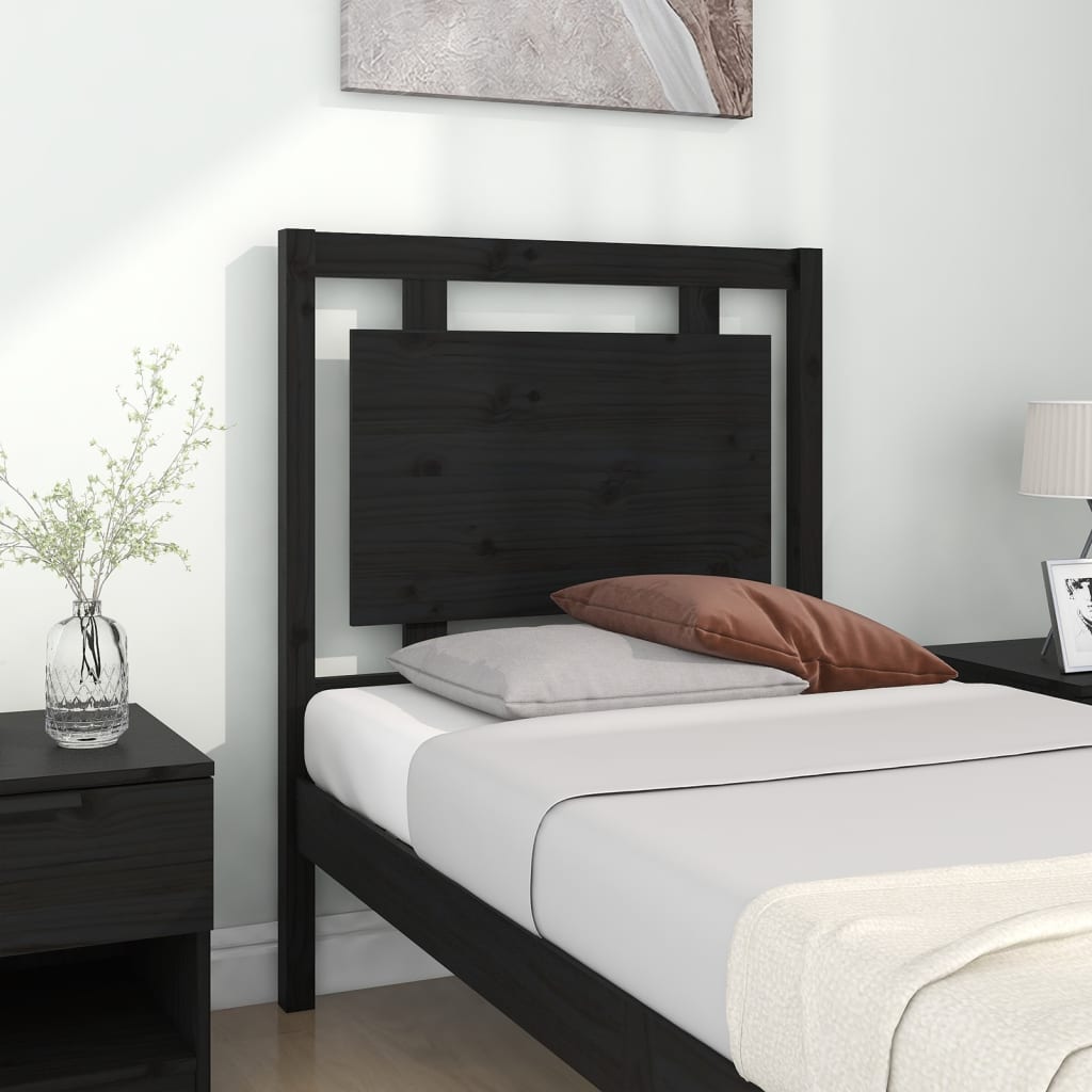 vidaXL Tête de lit Noir 80,5x4x100 cm Bois de pin massif