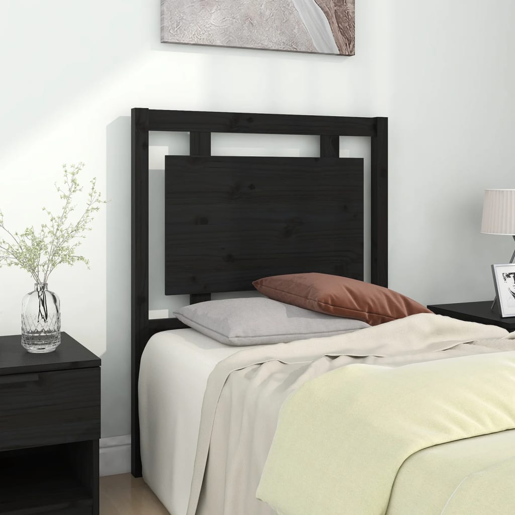 vidaXL Tête de lit Noir 80,5x4x100 cm Bois de pin massif