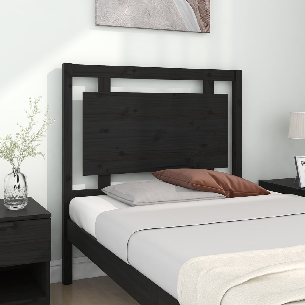 vidaXL Kopfteil Schwarz 95,5x4x100 cm Massivholz Kiefer