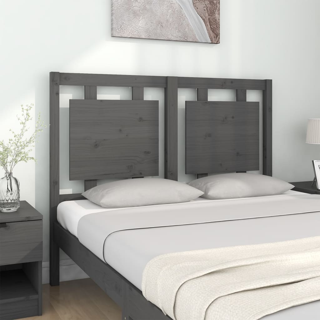 vidaXL Kopfteil Grau 125,5x4x100 cm Massivholz Kiefer