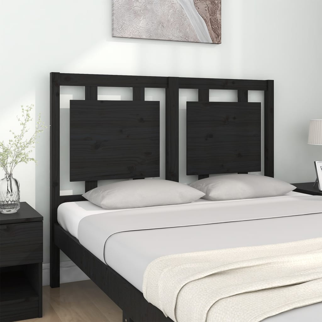 vidaXL Kopfteil Schwarz 125,5x4x100 cm Massivholz Kiefer
