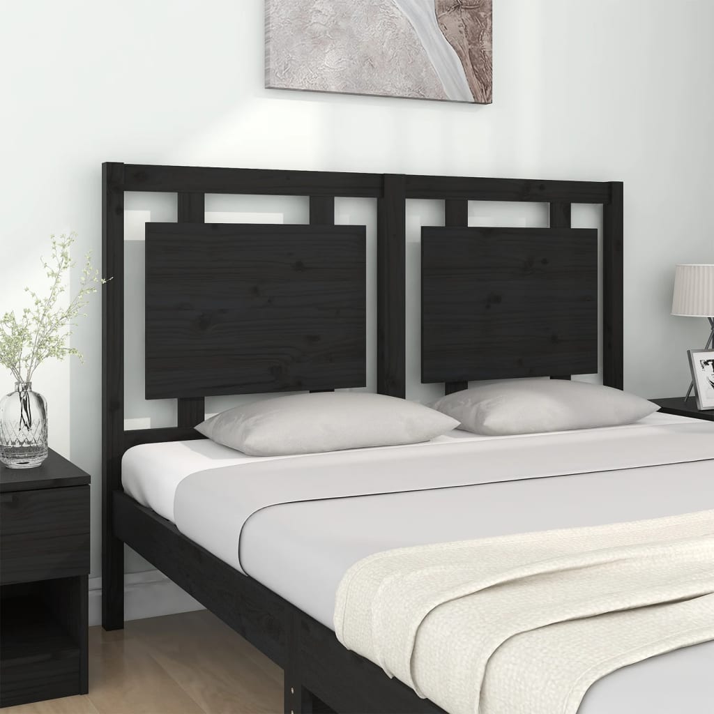 vidaXL Kopfteil Schwarz 140,5x4x100 cm Massivholz Kiefer