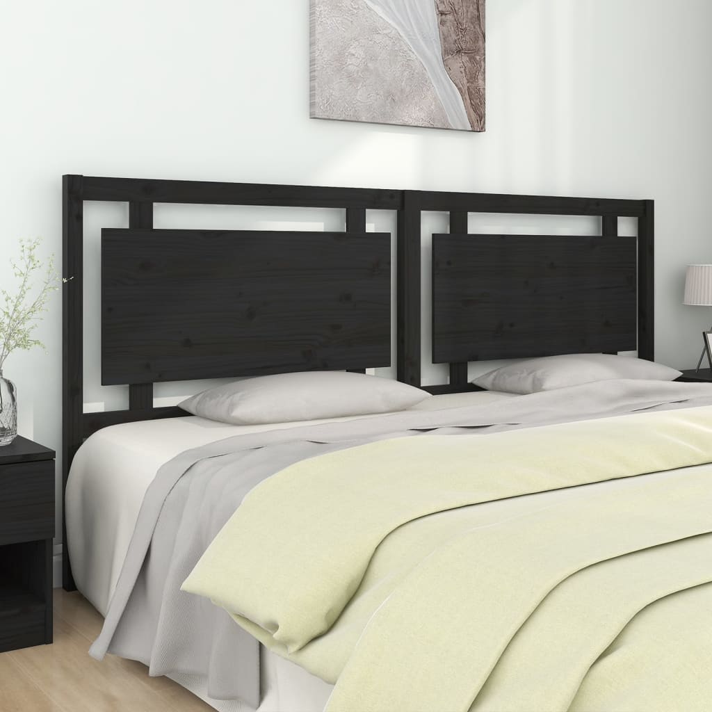 vidaXL Kopfteil Schwarz 205,5x4x100 cm Massivholz Kiefer