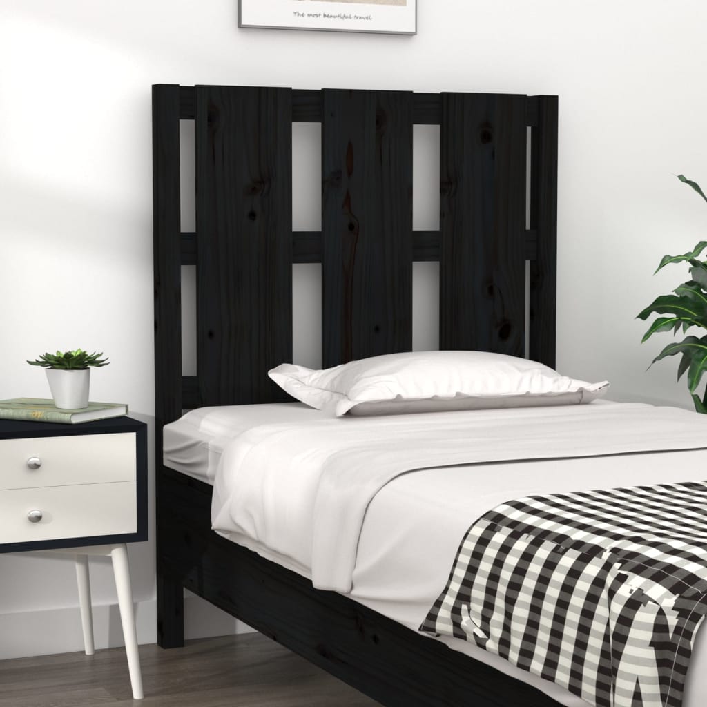 vidaXL Tête de lit Noir 80,5x4x100 cm Bois de pin massif