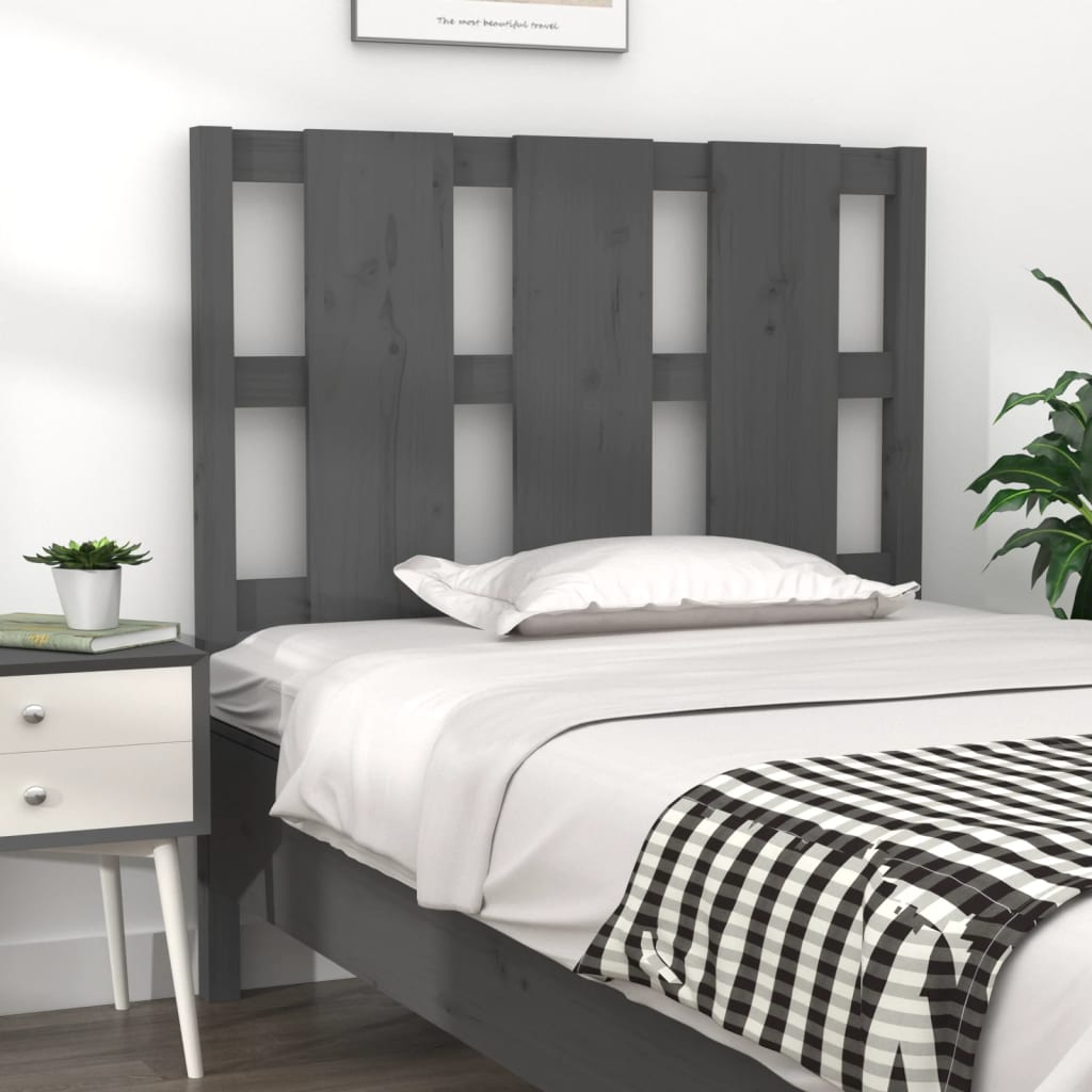 vidaXL Bett-Kopfteil Grau 105,5x4x100 cm Massivholz Kiefer