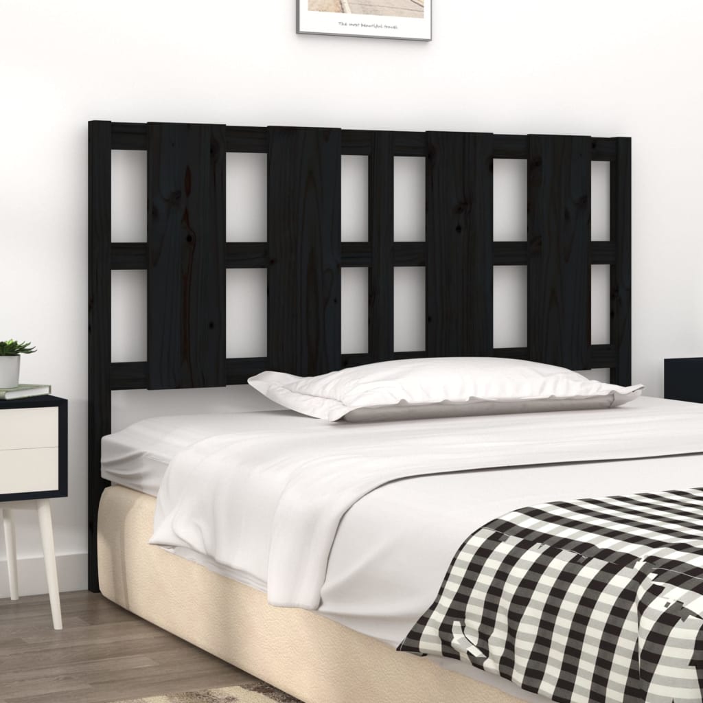 vidaXL Kopfteil Schwarz 125,5x4x100 cm Massivholz Kiefer